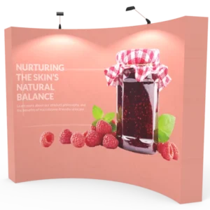 10ft Curved Expanding pop up display stand with front graphic printing