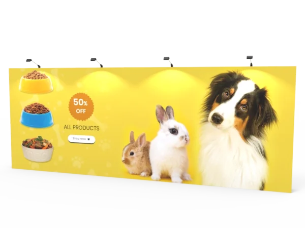 20ft Straight Expanding pop up display stand with front graphic printing