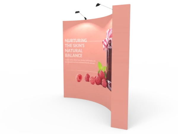 10ft Curved Expanding pop up display stand with front graphic printing - Image 3