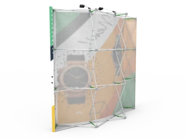 8ft Curved Expanding pop up display stand with front graphic printing - Image 5