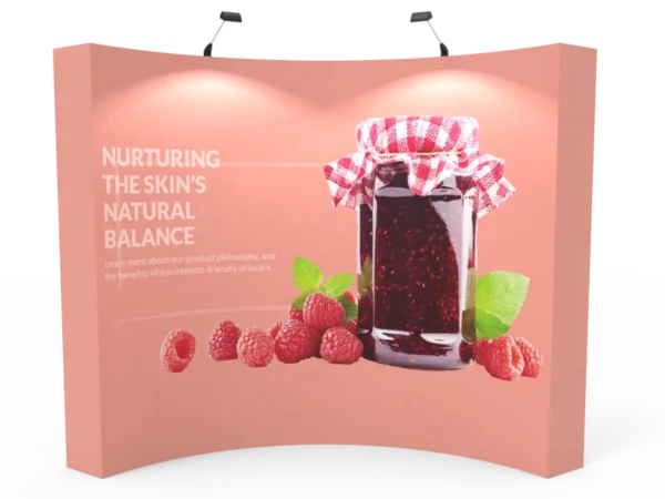 10ft Curved Expanding pop up display stand with front graphic printing - Image 2