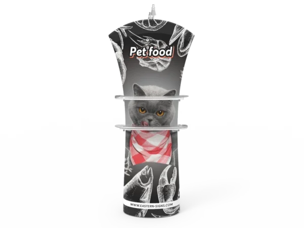 Top Tension Fabric Banner Stand - Curved with Arm Shelves - Image 2