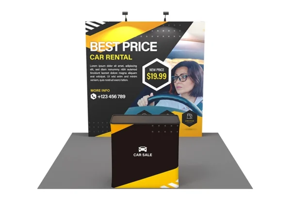 8 ft Straight pop-up display stand with convertible shipping case to podium - Image 2