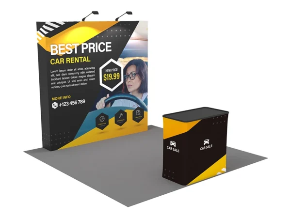 8 ft Straight pop-up display stand with convertible shipping case to podium - Image 3