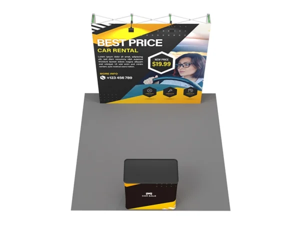8 ft Straight pop-up display stand with convertible shipping case to podium - Image 4