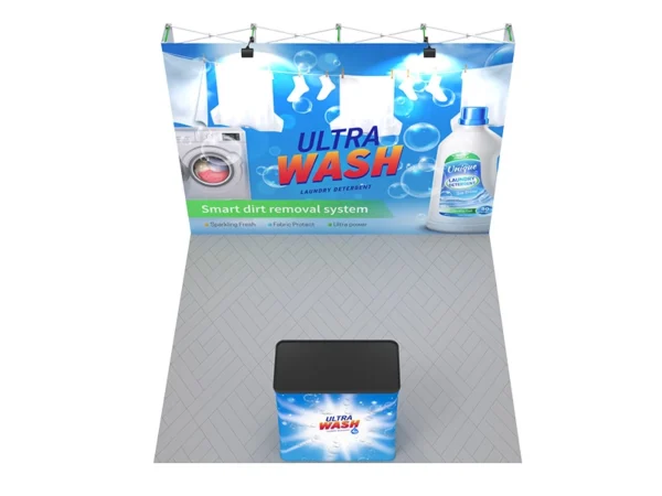 10 ft Straight pop-up display stand with convertible shipping case to podium - Image 4