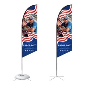Feather Angled Flag - Medium 10ft - with Cross Base