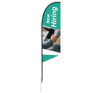 Feather angled flag with ground spike