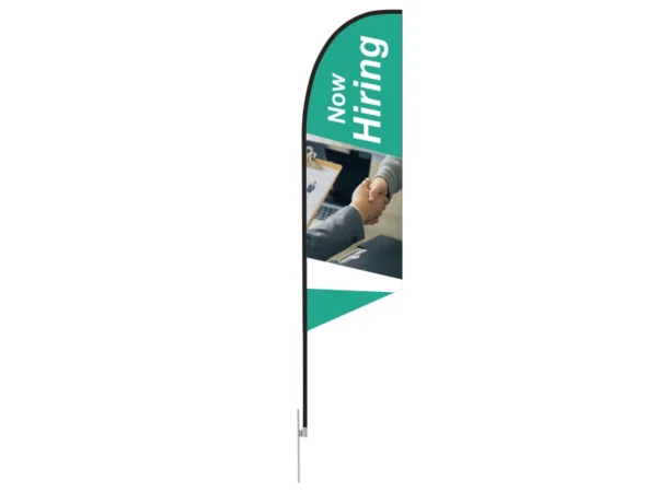 Feather angled flag with ground spike