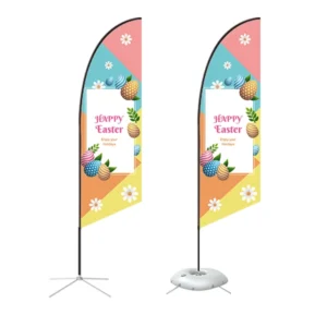 Feather angled flag with cross base