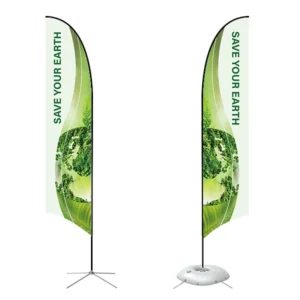 Feather Concave Flag - Large 13ft - with Cross Base