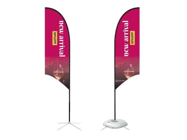Feather Concave Flag - Medium 10ft - with Cross Base