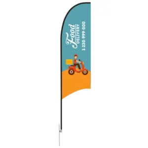 Feather concave flag with ground spike
