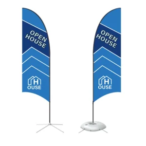 Feather concave flag with cross base