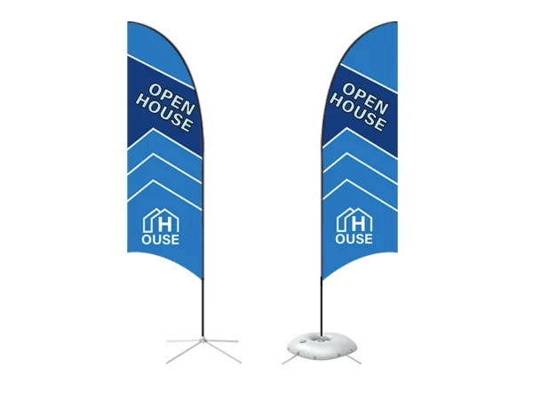 Feather concave flag with cross base