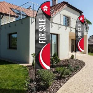 Feather Straight Flag with Ground Spike