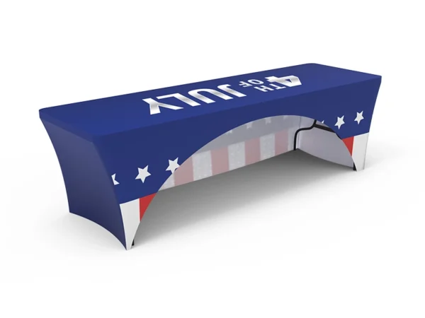8 ft Stretch fit table cover with open back - Image 3