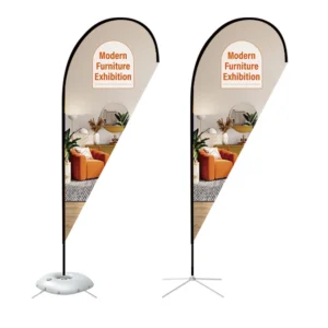 Teardrop Banner with Cross Base