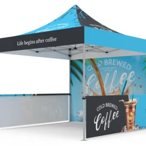Pop-up Tent 10x10ft with Single-sided Full Backwall & 2x Single-sided Half Side Panel