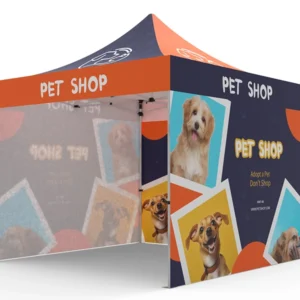 Pop-up Tent 10x10ft with Single-sided Full Backwall & 2x Single-sided Full Side Panel