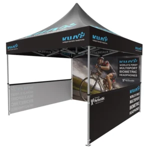 Pop-up Tent 10x10ft with Double-sided Full Backwall & 2x Single-sided Half Side Panel