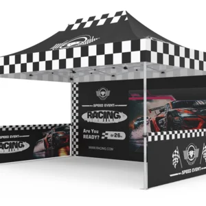 Pop-up Tent 10x15ft with Double-sided Full Backwall & 2x Double-sided Half Side Panel